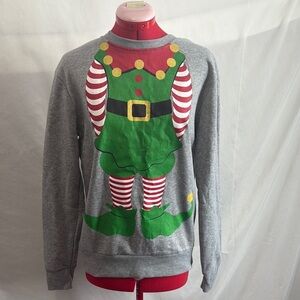 SM330 Festive Gray and Green Elf Sweatshirt